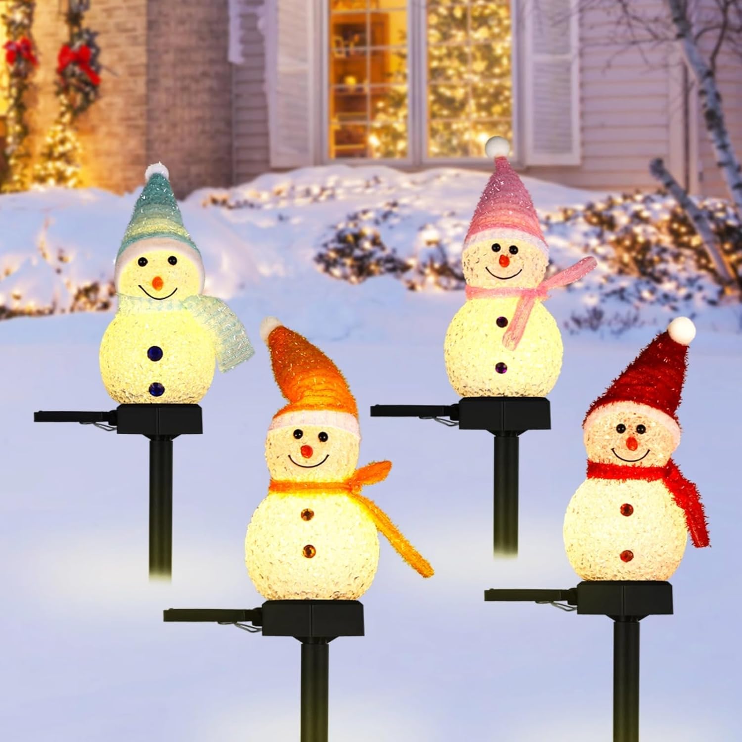 Outdoor Solar Power Xmas Lights - LED Snowman Solar Garden Light Outdoor
