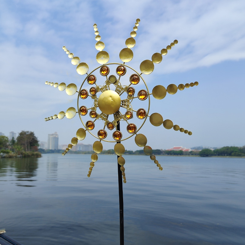 Outdoor Power And Plant - Sunflower Iron Windmill Spinner Outdoor Garden