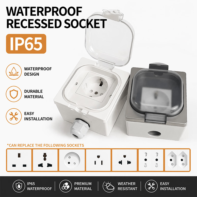 Outdoor Kitchen Power Outlet - IP65 Waterproof Outdoor Socket Box Wall