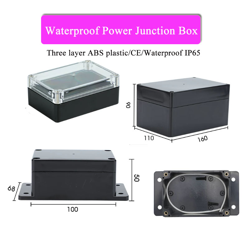 Outdoor Power Junction Box - ABS Plastic Black Triple Waterproof Box