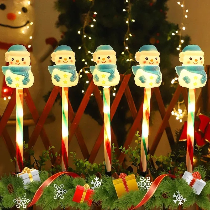Outdoor Solar Power Xmas Lights - Christmas Solar Powered Santa & Snowman