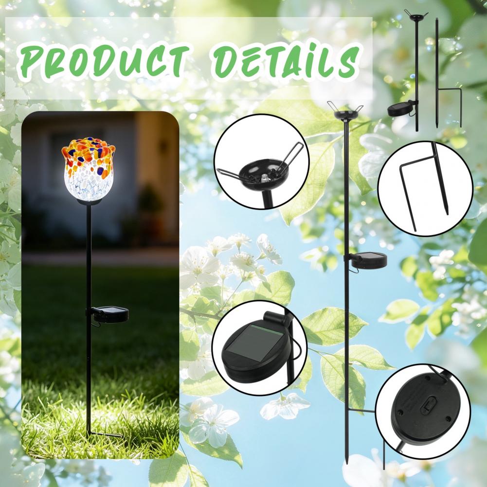 Outdoor Power And Plant - Solar Powered Garden Lights Glass Rose