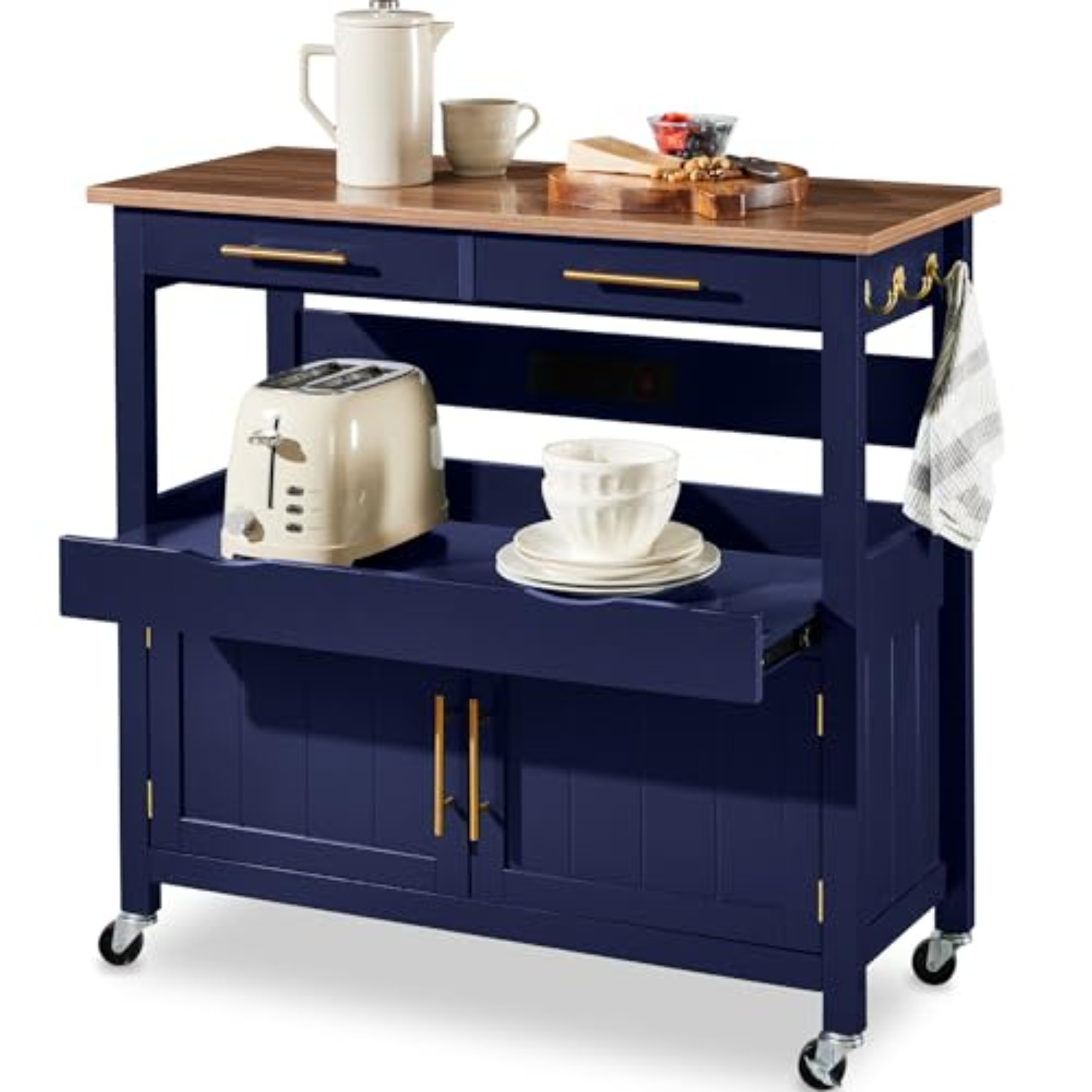 Outdoor Kitchen Power Outlet - 36in Large Rolling Kitchen Island Cart,