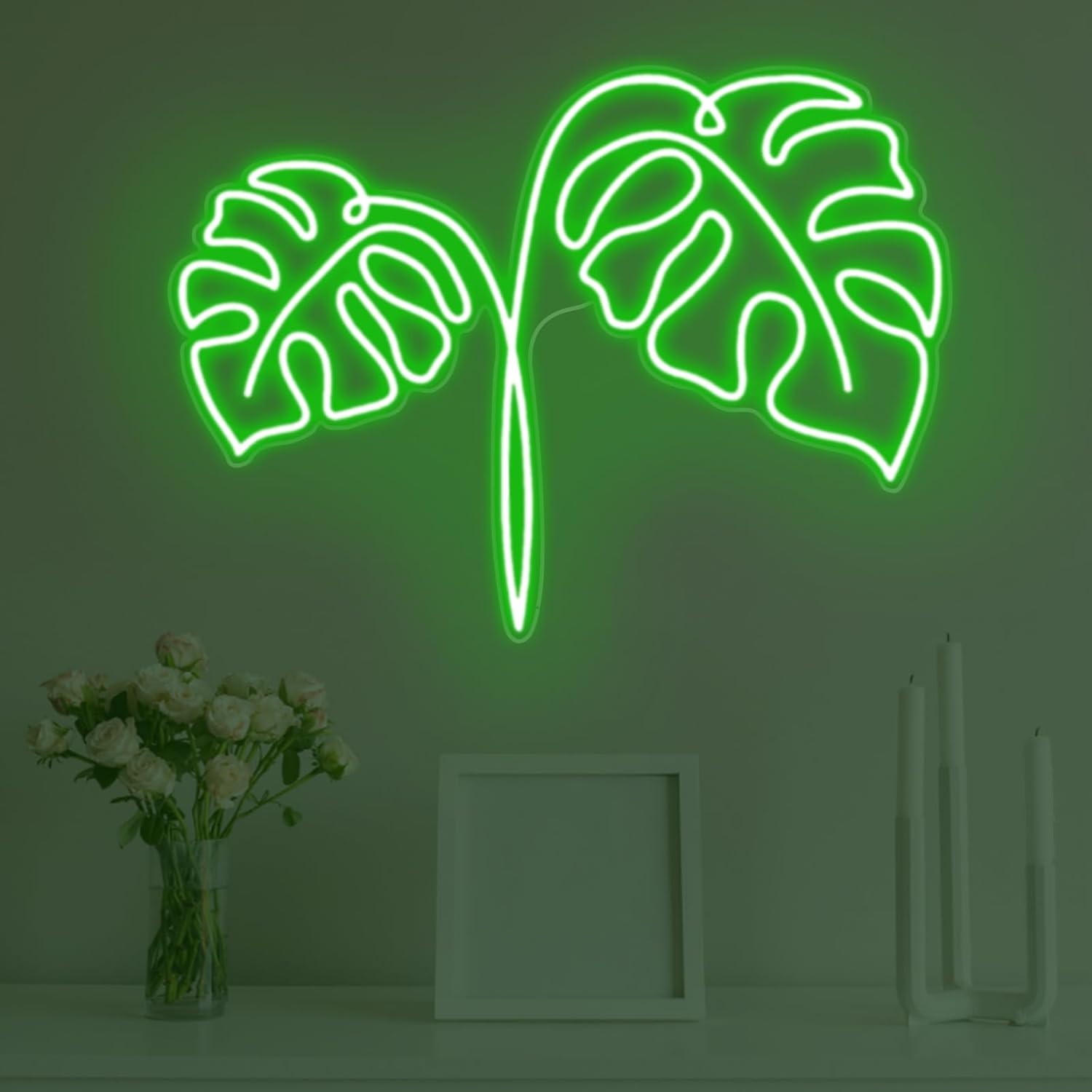 Outdoor Power And Plant - Monstera Leaf Neon Sign USB Powered