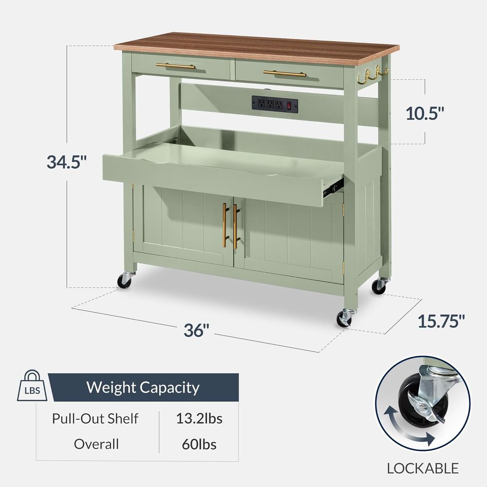 Large Rolling Kitchen Island C - Outdoor Kitchen Power Outlet recension och pris